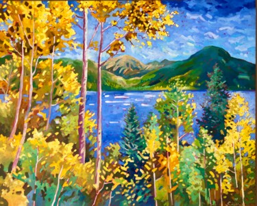 Schilderij getiteld "Autumn in Rocky Mou…" door Volodymyr Smoliak, Origineel Kunstwerk, Olie