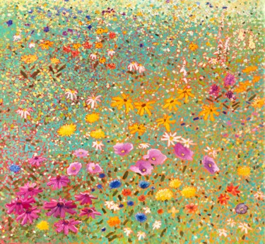 Painting titled "Wildflowers" by Volodymyr Smoliak, Original Artwork, Oil
