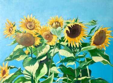 Pittura intitolato "Ukrainian sunflower…" da Volodymyr Smoliak, Opera d'arte originale, Olio