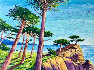 Pittura intitolato "Cypress trees in Ca…" da Volodymyr Smoliak, Opera d'arte originale, Olio Montato su Telaio per barella i…