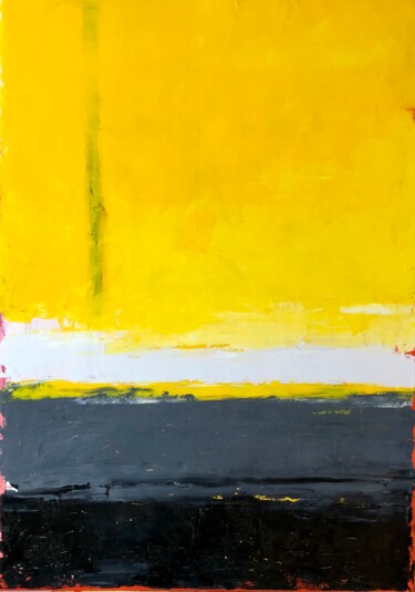 Schilderij getiteld "Yellow and Black" door Volodymyr Smoliak, Origineel Kunstwerk, Olie