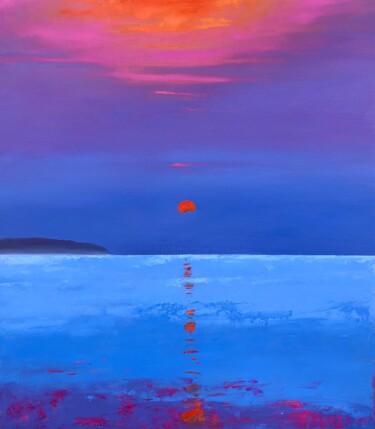Pintura intitulada "Calm sunset 80-60cm" por Volodymyr Smoliak, Obras de arte originais, Óleo Montado em Armação em madeira