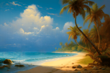 Digitale Kunst getiteld "Tropical island coa…" door Volodymyr Yaremchuk, Origineel Kunstwerk, Digitaal Schilderwerk