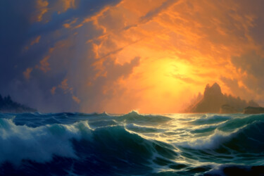 Digital Arts titled "Raging sunset" by Volodymyr Yaremchuk, Original Artwork, Digital Painting