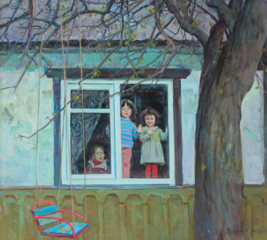 Pintura titulada "Мама пришла..." por Voloshko Karina, Obra de arte original, Oleo