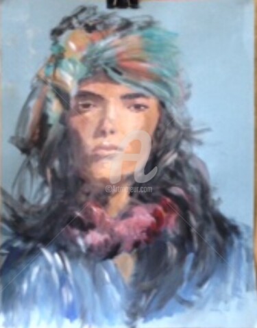 Painting titled "La femme au turban" by Volpert, Original Artwork