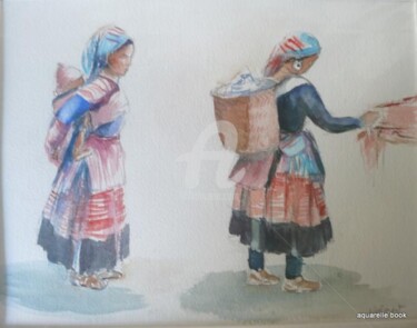 Painting titled "marché au Vietnam" by Volpert, Original Artwork