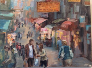 Painting titled "Rue à Hong Kong" by Volpert, Original Artwork