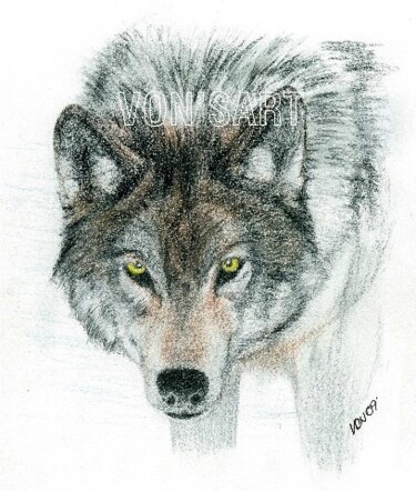 Drawing titled "WOLF3" by Von Lewis, Original Artwork
