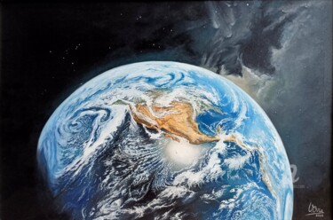 Painting titled "Earth (Tierra)" by V.Oña, Original Artwork, Oil Mounted on Wood Stretcher frame