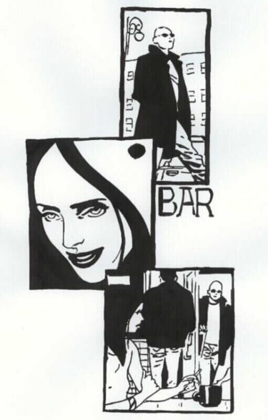 Zeichnungen mit dem Titel "In der Caffé-Bar" von E.R.Bess, Original-Kunstwerk