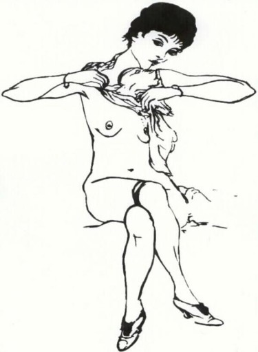 Zeichnungen mit dem Titel "Frauen zeiht Bluse…" von E.R.Bess, Original-Kunstwerk