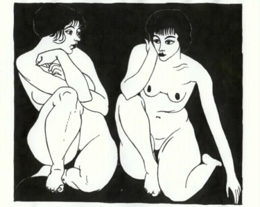 Zeichnungen mit dem Titel "zwei Frauen im Gesp…" von E.R.Bess, Original-Kunstwerk