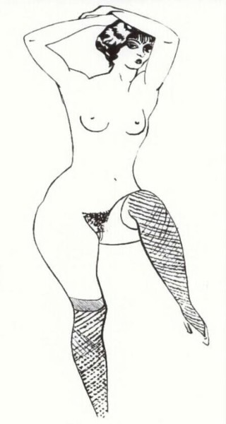 Zeichnungen mit dem Titel "Netzstrümpfe" von E.R.Bess, Original-Kunstwerk