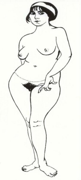 Zeichnungen mit dem Titel "Bauchkette" von E.R.Bess, Original-Kunstwerk