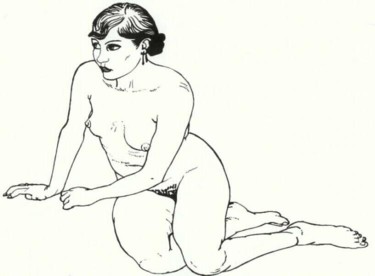 Zeichnungen mit dem Titel "sitzende Frau" von E.R.Bess, Original-Kunstwerk