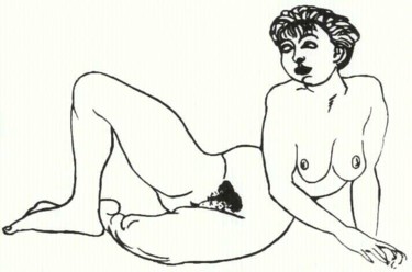 Zeichnungen mit dem Titel "liegendes Mädchen" von E.R.Bess, Original-Kunstwerk