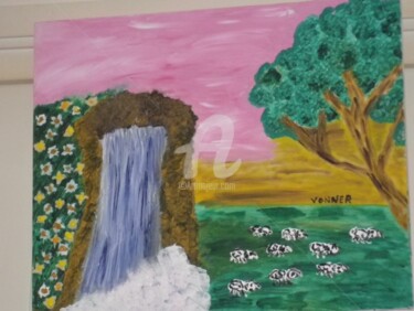 Peinture intitulée "ciel d'afrique" par Andréa, Œuvre d'art originale