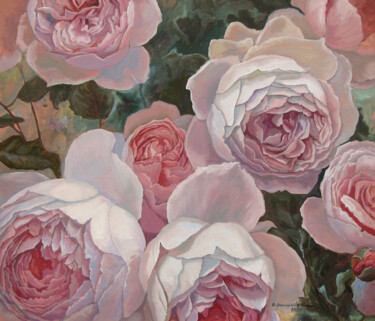 Peinture intitulée "Бутоны роз" par Voroshilova Nataliia, Œuvre d'art originale, Huile Monté sur Châssis en bois