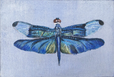 Malerei mit dem Titel "BLUE DRAGONFLY" von Voskresenskaya, Original-Kunstwerk, Acryl