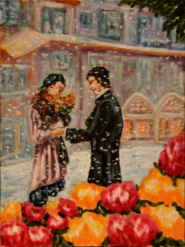 Painting titled "За ветриной" by Vovan Bond, Original Artwork, Oil