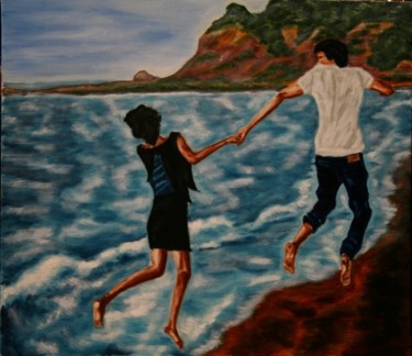 Картина под названием "Радость встречи" - Вован Бонд, Подлинное произведение искусства, Масло