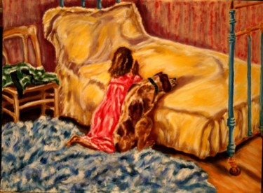Картина под названием "Перед сном" - Вован Бонд, Подлинное произведение искусства, Масло