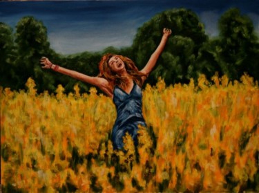 Картина под названием "Хиппи Свобода" - Вован Бонд, Подлинное произведение искусства, Масло