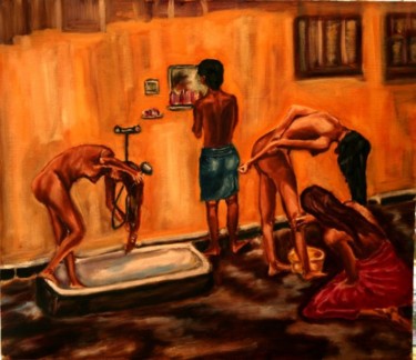 Картина под названием "Хиппи.Коммуна" - Вован Бонд, Подлинное произведение искусства, Масло
