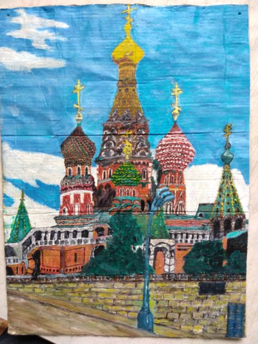 Painting titled "у храма (в центре )" by Vovs Melnik, Original Artwork