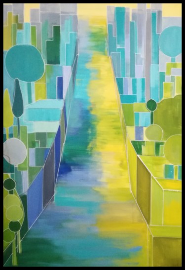 Peinture intitulée "rue-de-san-franscis…" par Vozelle, Œuvre d'art originale, Acrylique