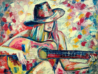 Guitar Painting Musician Art Ζωγραφική με τίτλο "Guitar Painting Mus…" από Veronika Pozdniakova, Αυθεντικά έργα τέχνης, Λάδι