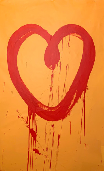 Red heart 4 Peinture intitulée "Red heart 4" par Viktoriia Dmytriv, Œuvre d'art originale, Acrylique