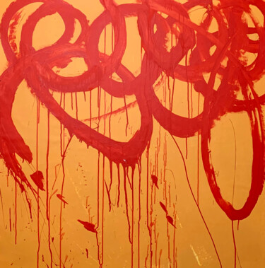 Red lines 19 Painting titled "Red lines 19" by Viktoriia Dmytriv, Original Art, Acrylic