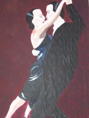 Painting titled "Les danseurs de tan…" by Virginie Piatti, Original Artwork, Acrylic Mounted on Cardboard