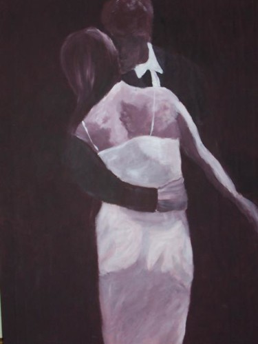 Painting titled "Les danseurs" by Virginie Piatti, Original Artwork, Acrylic Mounted on Cardboard