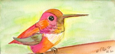 Peinture intitulée "Colibri" par Virginie Piatti, Œuvre d'art originale, Aquarelle