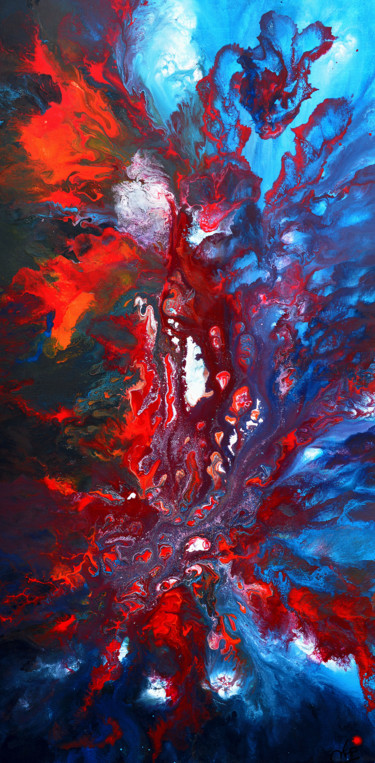 Peinture intitulée "Red coral - 80 x 40…" par Véronique Pascale Proust, Œuvre d'art originale, Acrylique