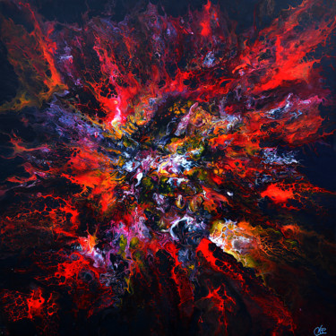 Painting titled "Burst of star fire…" by Véronique Pascale Proust, Original Artwork, Acrylic