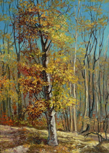 Painting titled "Осень в горах" by Viktor, Original Artwork, Oil
