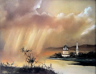 Картина под названием "Дождь" - Виктор, Подлинное произведение искусства, Масло