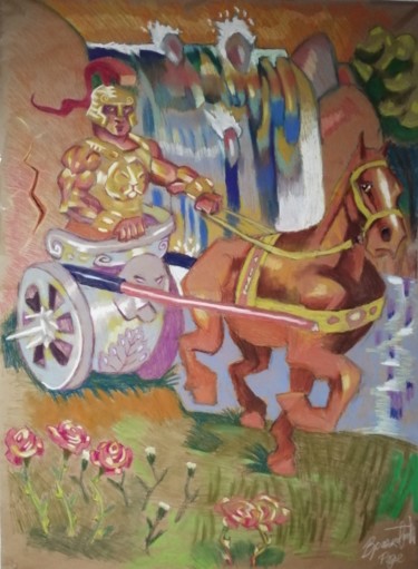Painting titled "Antique" by Rade Vranjkovic, Original Artwork, Pastel