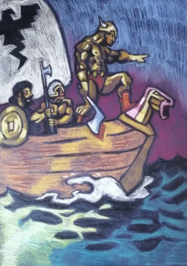 Painting titled "Pirate" by Rade Vranjkovic, Original Artwork, Pastel