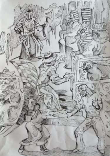 Drawing titled "Mausoleum" by Rade Vranjkovic, Original Artwork, Ballpoint pen