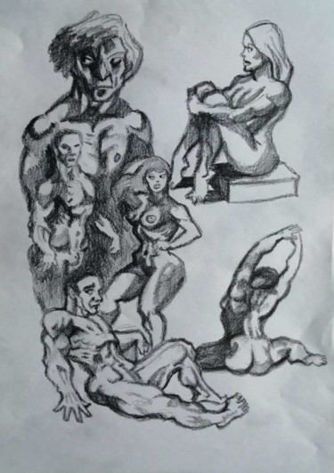 Рисунок под названием "Body" - Rade Vranjkovic, Подлинное произведение искусства, Карандаш