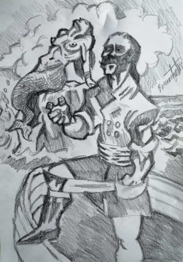 Drawing titled "The Pirate" by Rade Vranjkovic, Original Artwork, Pencil