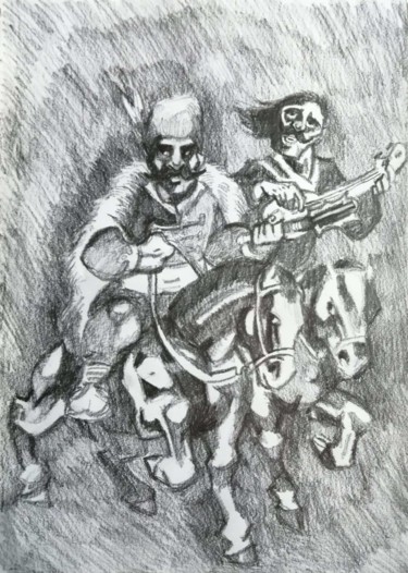 Drawing titled "Companion" by Rade Vranjkovic, Original Artwork, Pencil