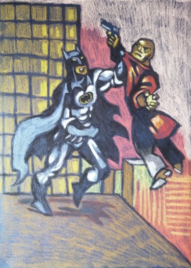 Painting titled "Batman" by Rade Vranjkovic, Original Artwork, Pastel