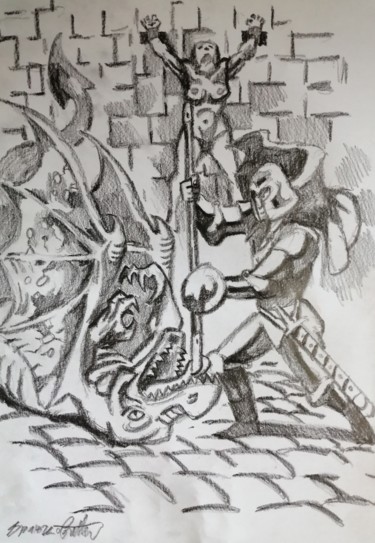 Drawing titled "Dungeon - pencil" by Rade Vranjkovic, Original Artwork, Pencil