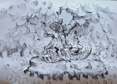 Drawing titled "The Epic" by Rade Vranjkovic, Original Artwork, Ballpoint pen
